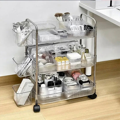 Acrylic clear Tiers Rolling Cart Storage Shelf