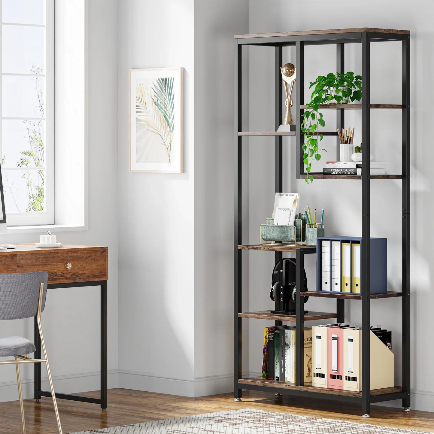 6-Tier Industrial Bookcase