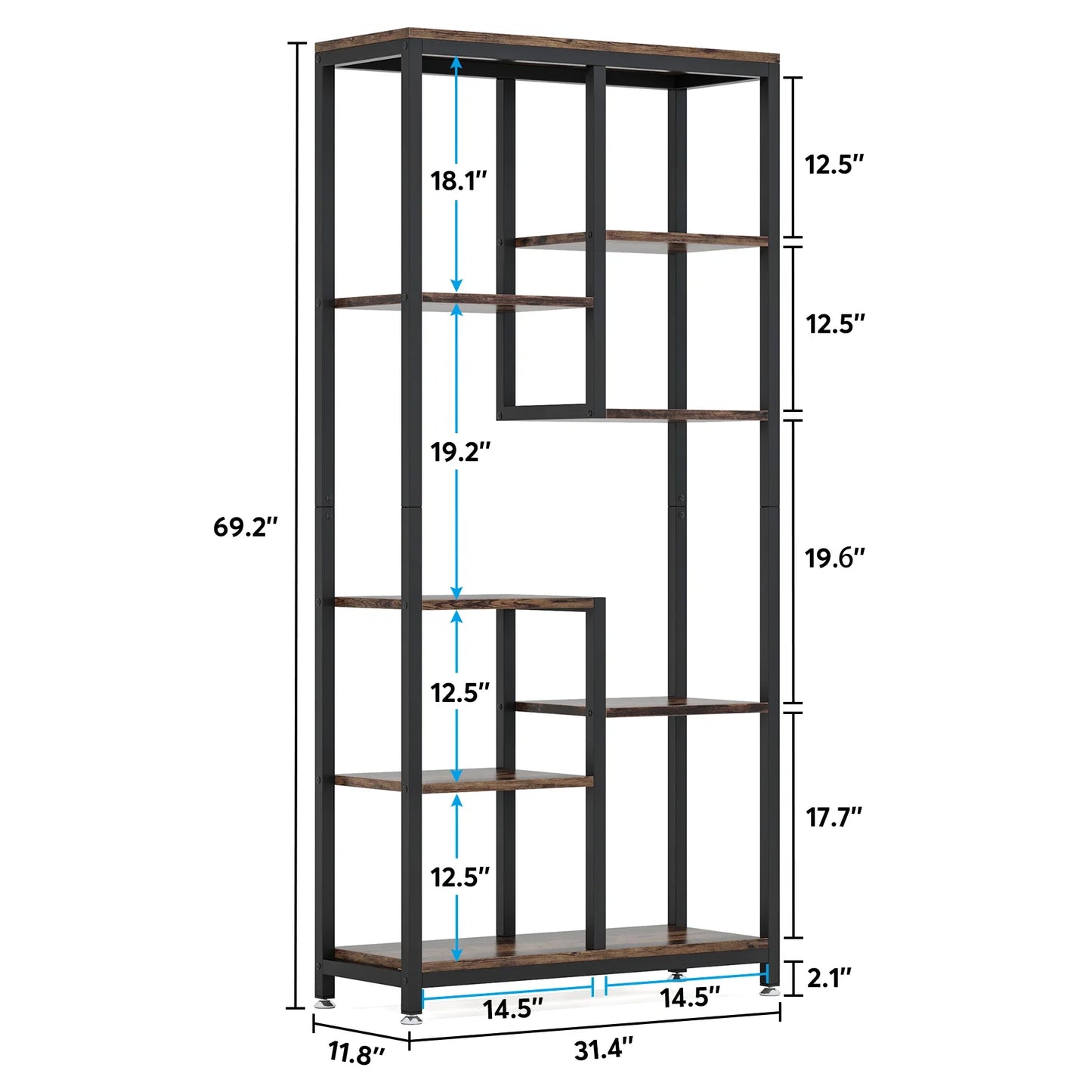 6-Tier Industrial Bookcase