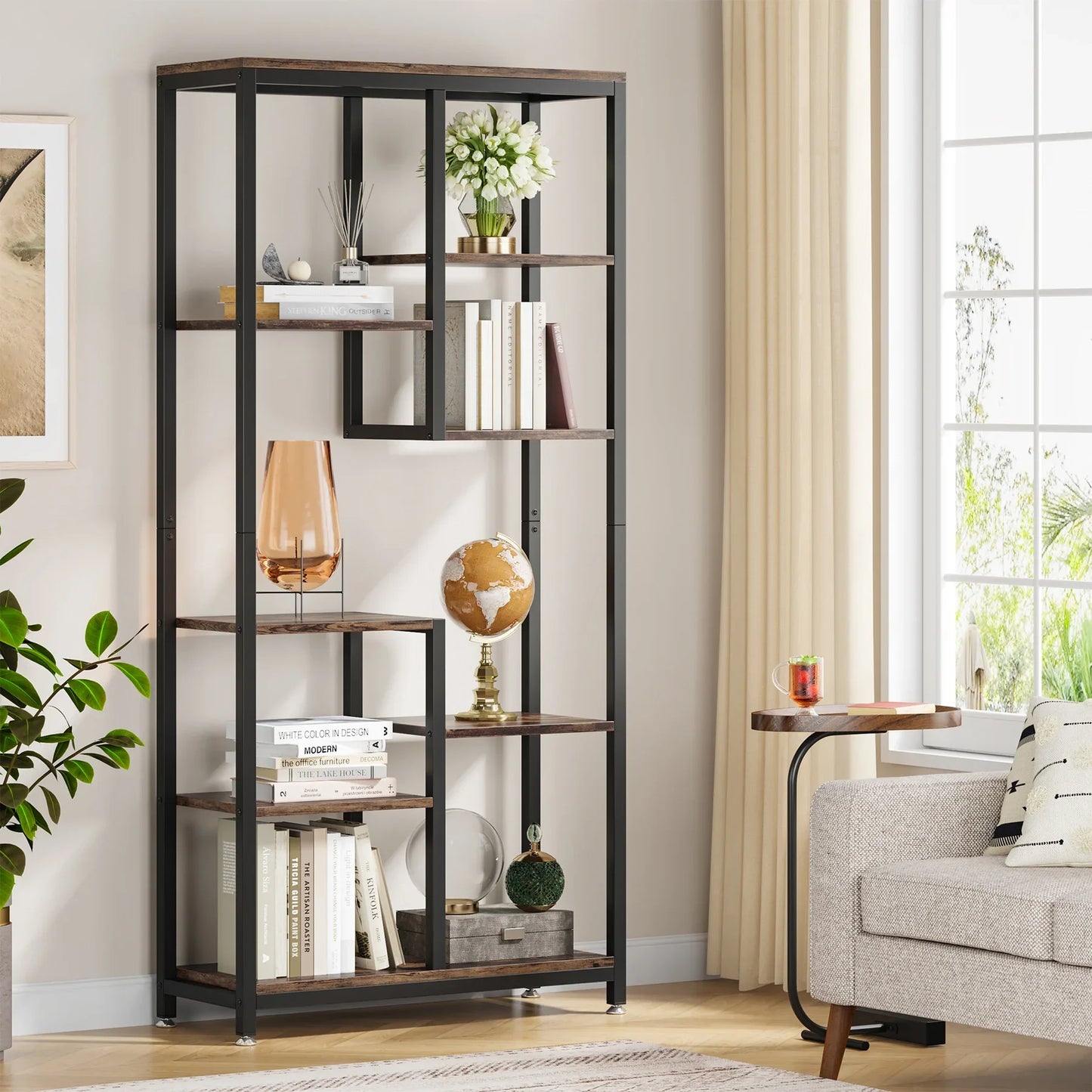 6-Tier Industrial Bookcase