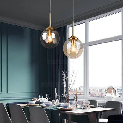 Nordic Modern Gray Glass Ball Pendant Lights