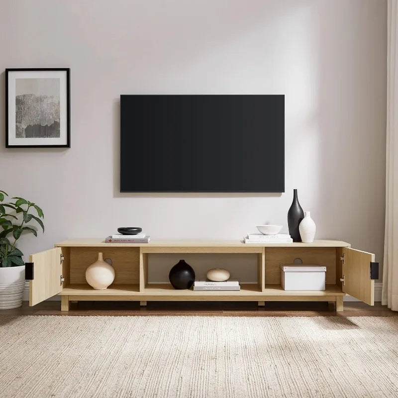 Modern TV stand with fluted doors