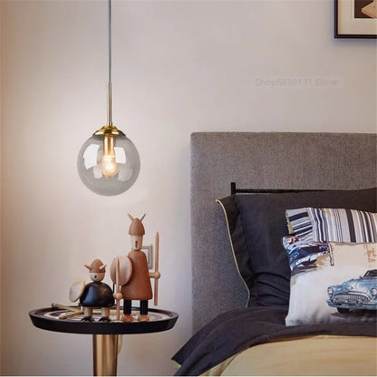 Nordic Modern Gray Glass Ball Pendant Lights