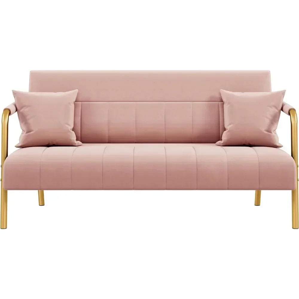 Modern Velvet Loveseat Sofa with Gold Metal Legs