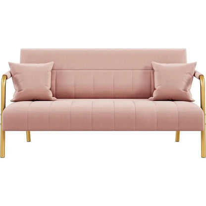 Modern Velvet Loveseat Sofa with Gold Metal Legs