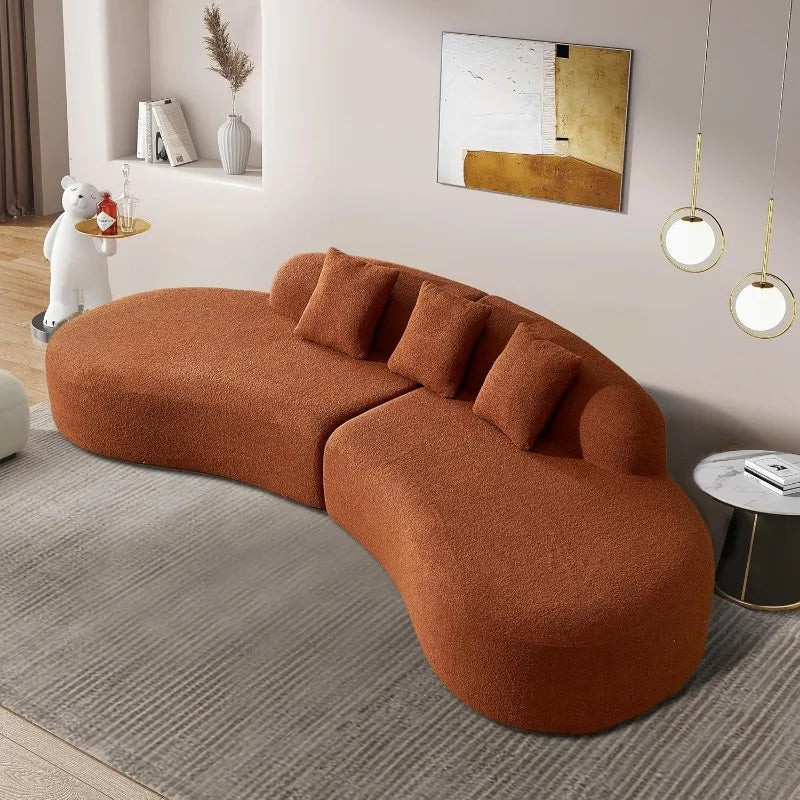 Modern Curved Sectional Sofa with Foam-Filled Upholstery