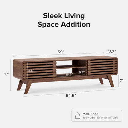 Walnut 59” TV Stand for 55-65" TV