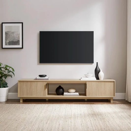 Modern TV stand with fluted doors