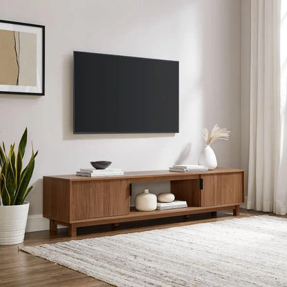 Modern TV stand with fluted doors