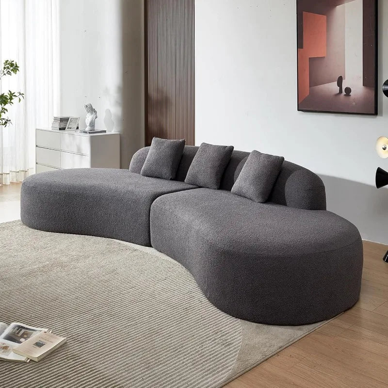 Modern Curved Sectional Sofa with Foam-Filled Upholstery