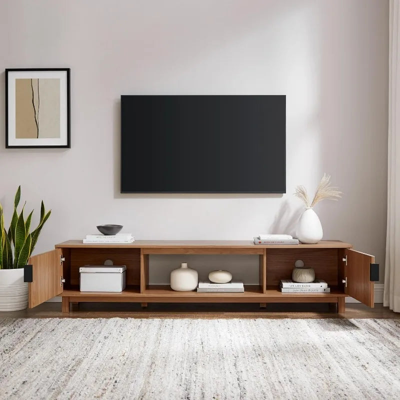 Modern TV stand with fluted doors