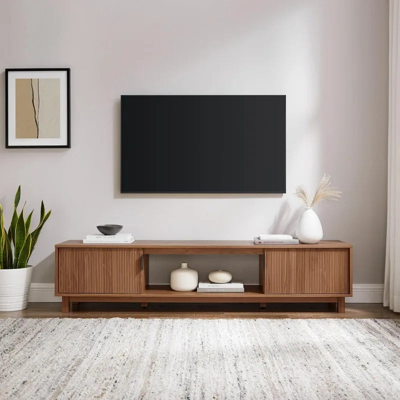 Modern TV stand with fluted doors